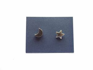 MIELA asimetriški auskarai mėnuliukas ir žvaigždelė