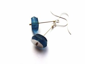 MIELA auskarai su mėlynu jūros stiklu